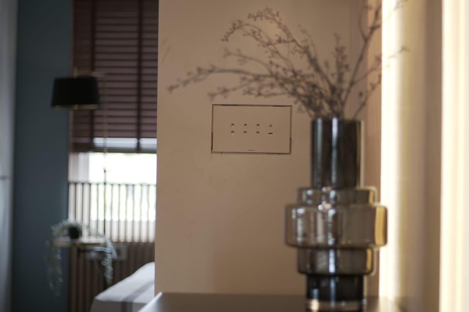 Mocha panel in a wood-panelled living room